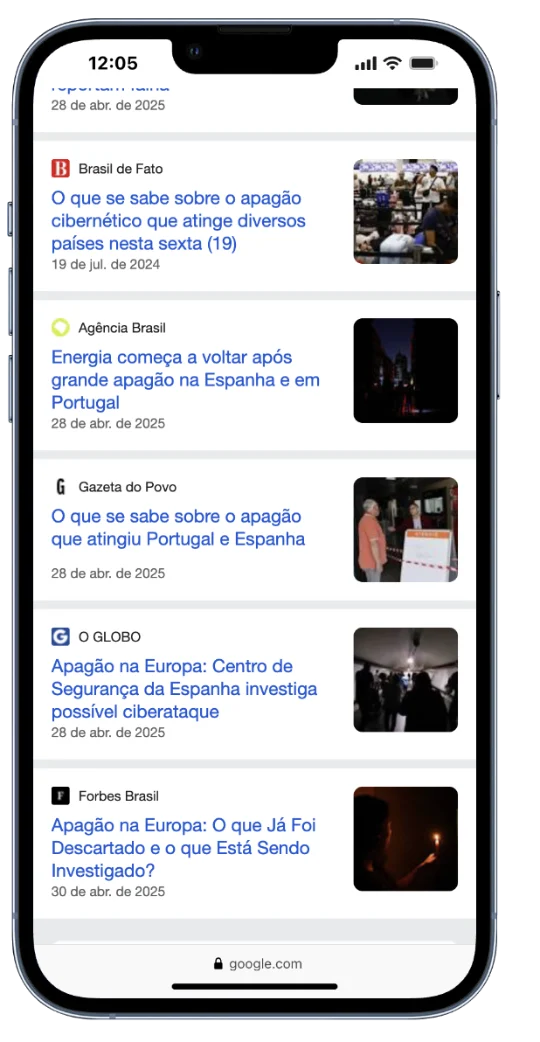Noticias del apagón en España y Portugal — Google